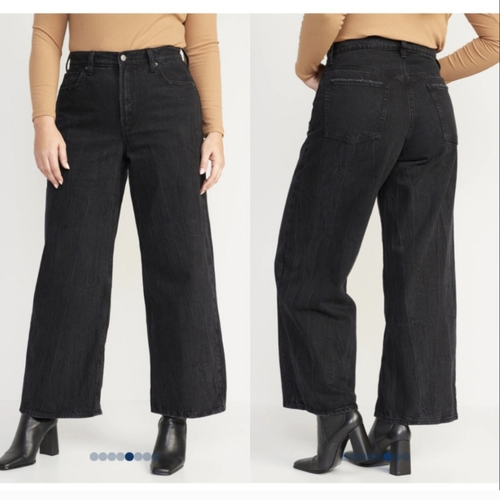 Old Navy Extra High Rise Baggy Wide Leg Black Jean